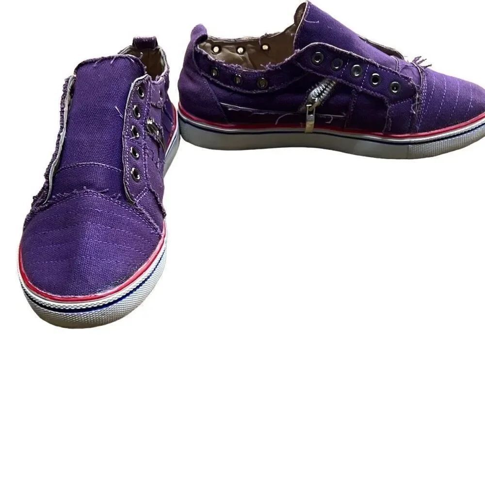 Women’s Purple Low Top Slip-On Distressed casual Sneakers Size 8.5